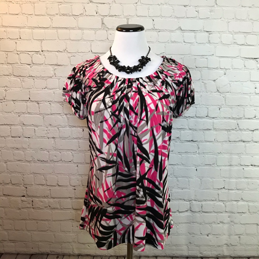 Pink, Black and White Dressy Shirt